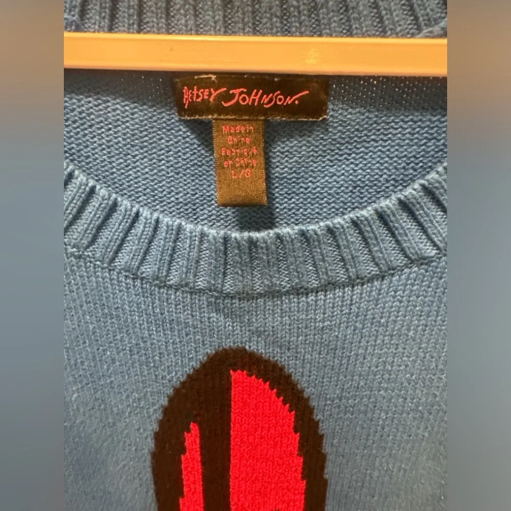 Vintage Betsey Johnson blue lipstick “B” initial Marilyn dress - Picture 4 of 5